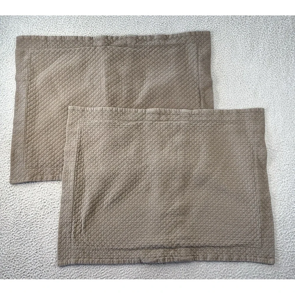 Restoration Hardware Diamond Matelasse Shams Standard Brown Heavyweight Quilted